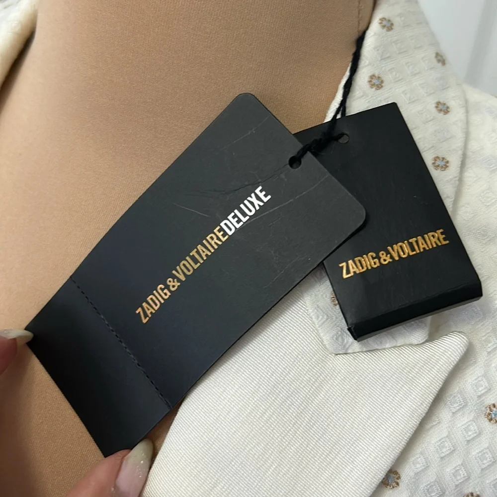 Zadig & Voltaire Deluxe Victor Flow Textured Cream Blazer - Picture 10 of 14